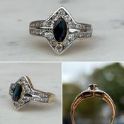 Sapphire and Diamond Art Deco Ring image