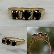 3 Stone Sapphire and Diamond Ornate Ring image
