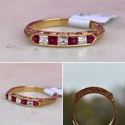 Ruby and Diamond Engraved Band