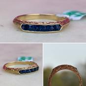 Sapphire Engraved Eternity Band