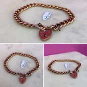 Gold Heart Padlock Bracelet