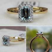 Aquamarine and Diamond Emerald Cut Ring image