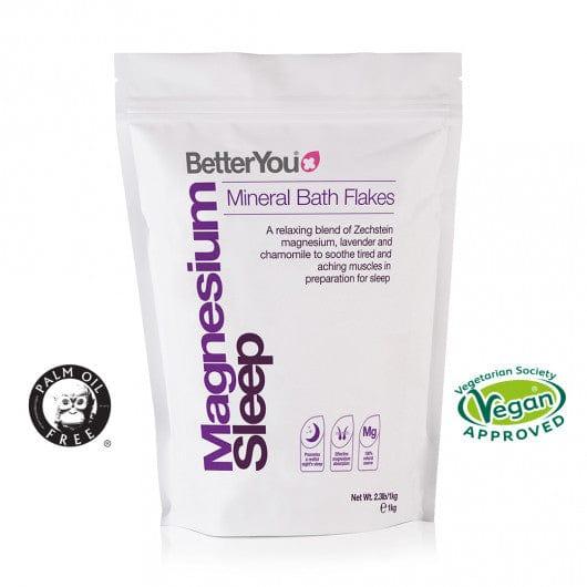 BetterYou Magnesium Sleep Flakes 1kg - Mineral Bath Flakes for restful sleep with lavender and chamomile