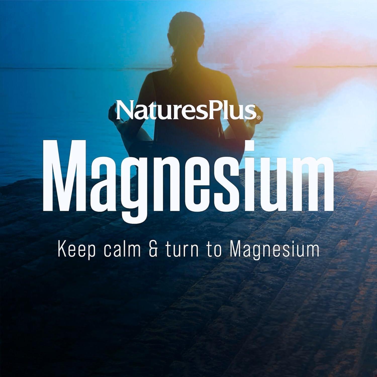 NaturesPlus Magnesium NightTime 60 Vegan Capsules | Superior Magnesium, Vitamin B6, L-Theanine, Botanicals for Relaxation & Sleep | Gluten-Free