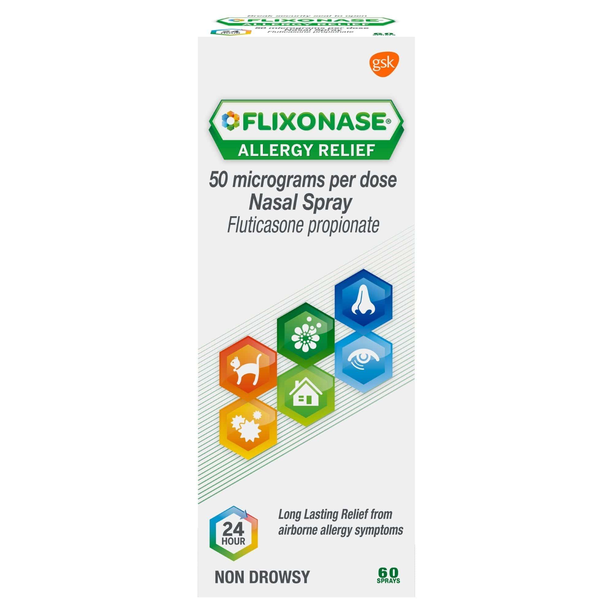 Flixonase Allergy Relief Nasal Spray 50 mcg Fluticasone Propionate 60 Sprays Non Drowsy Image Features