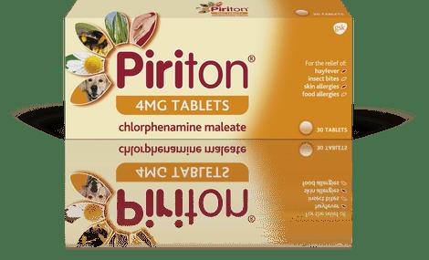 Piriton 4mg Tablets for hayfever, insect bites, skin allergies, food allergies - 30 Pack