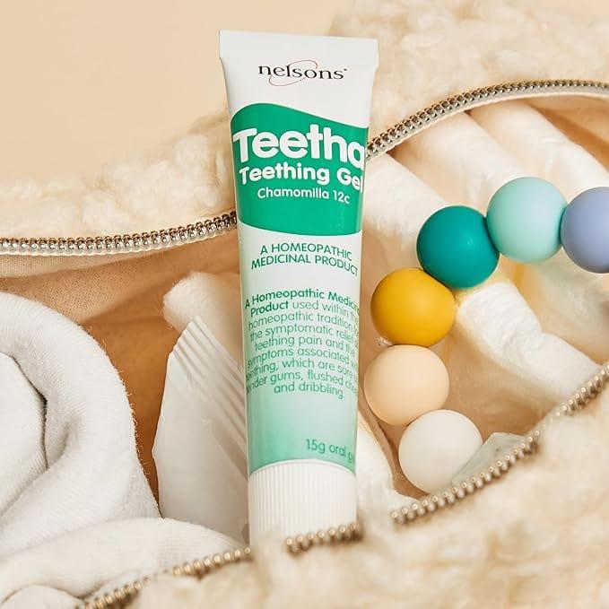 Nelsons Teetha Teething Gel 15g - Relief of teething pain, Sore and tender gums, flushed cheeks and dribbling