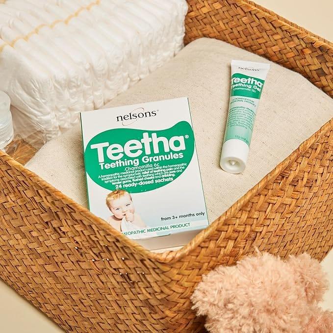Nelsons Teetha Teething Gel 15g - Relief of teething pain, Sore and tender gums, flushed cheeks and dribbling