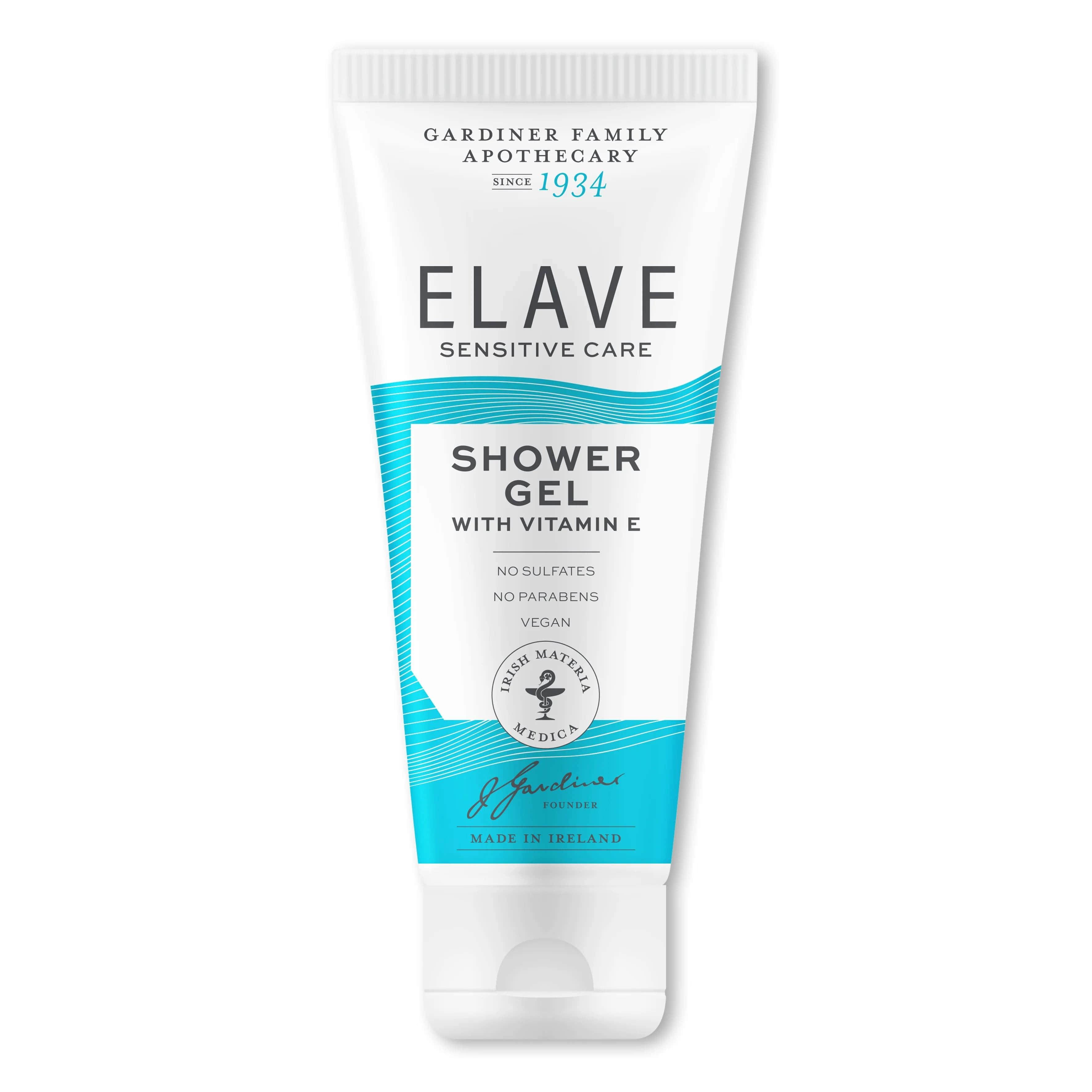 Elave Shower Gel 250ml Sensitive Care with Vitamin E, No Sulfates, No Parabens, Vegan