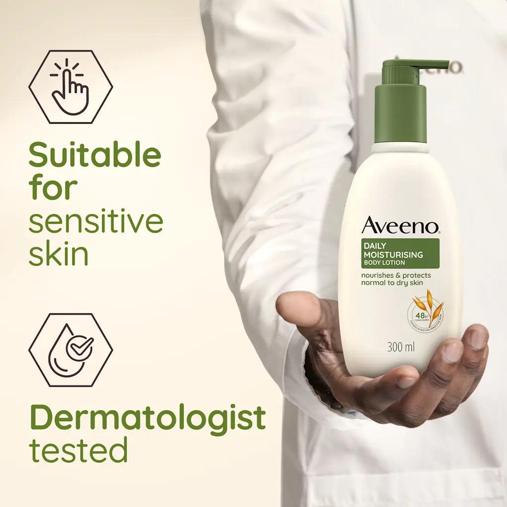 Aveeno Daily Moisturising Body Lotion 300ml for Normal to Dry Skin - Nourishes & Protects