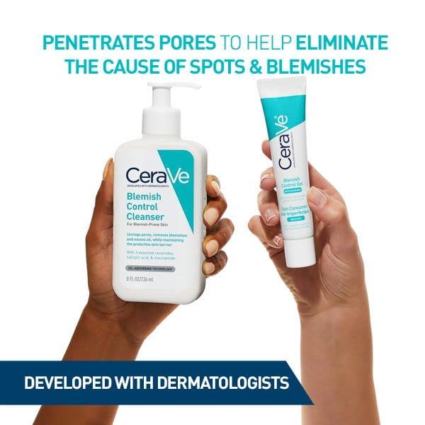 CeraVe Blemish Control Cleanser 236ml - Unclogs Pores, Removes Blemishes, Oil-Absorbing, Salicylic Acid, Niacinamide, Ceramides