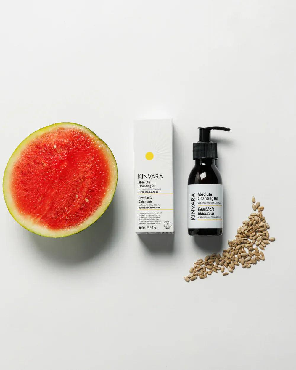 Kinvara Absolute Cleansing Oil 100ml - Removes Makeup, Balances Oil Production, Watermelon & Cedarwood, All Skin Types