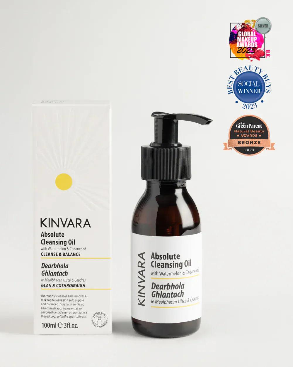 Kinvara Absolute Cleansing Oil 100ml - Removes Makeup, Balances Oil Production, Watermelon & Cedarwood, All Skin Types