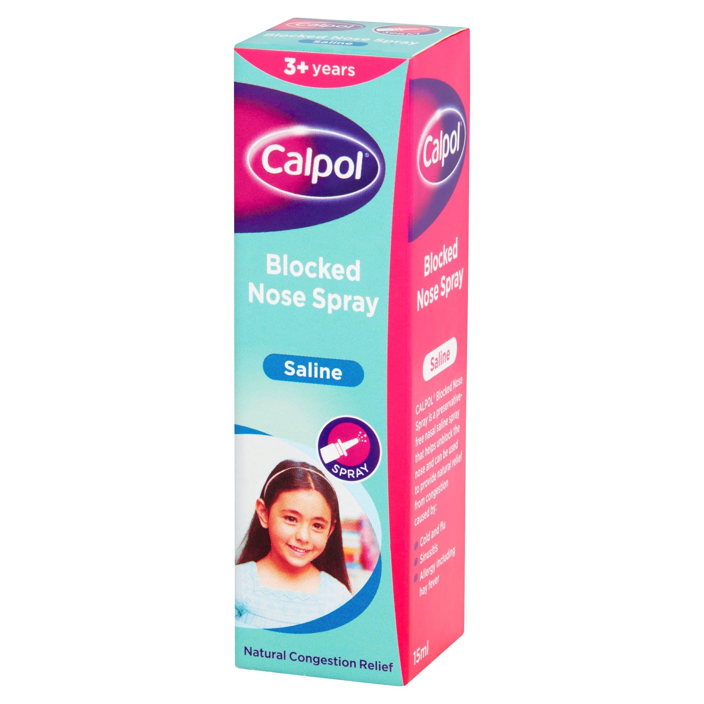 Calpol Blocked Nose Spray 3+ years 15ml - Saline, Natural Congestion Relief