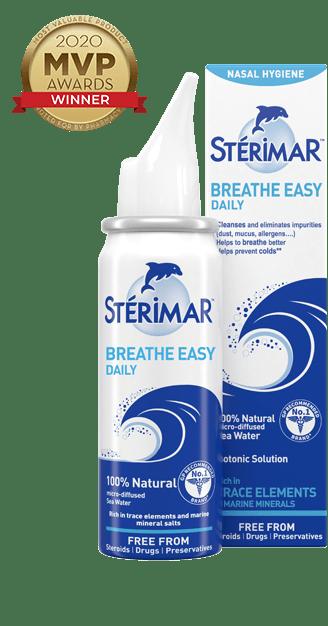 Sterimar Breathe Easy Daily Nasal Spray 100ml - Cleanses and eliminates impurities, Helps to breathe better, 100% Natural Sea Water