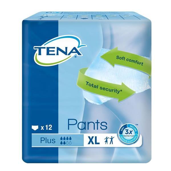 TENA Pants Plus XL 12pcs Unisex Incontinence Pants - Soft Comfort, Total Security, Odour Control