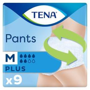 Tena Pants Plus Unisex Incontinence Size M 9 Pack - Soft Comfort, Total Security, Dry Protection, Odour Control