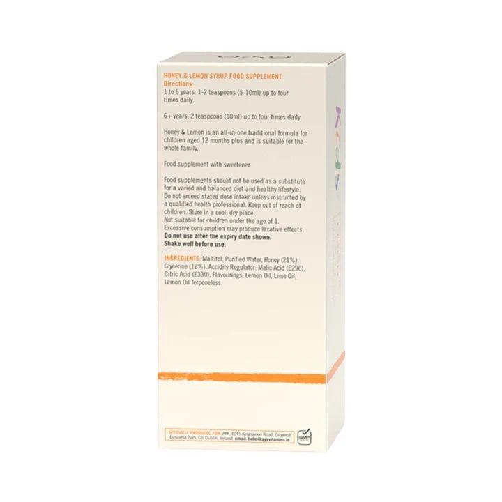 AYA Honey & Lemon 200ml Food Supplement for Soothing Throat Irritation - Suitable for All the Family