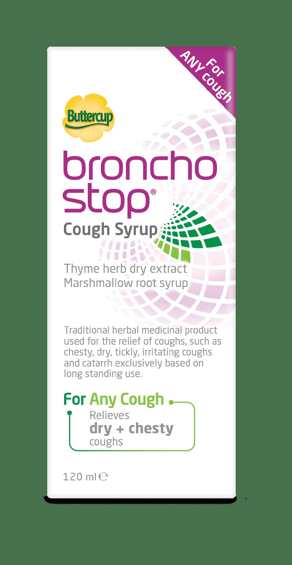 Bronchostop Cough Syrup 120ml for Any Cough - Relieves dry + chesty coughs