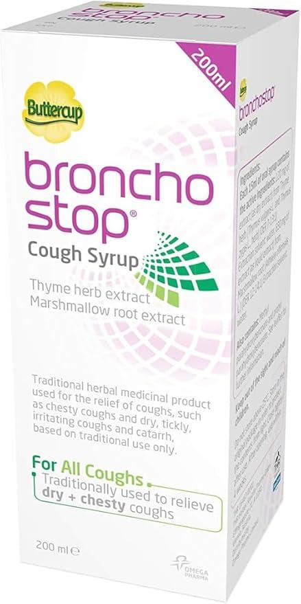 Bronchostop Cough Syrup 200ml for Dry & Chesty Coughs - Alcohol Free