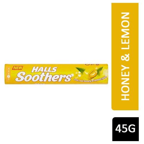 Halls Soothers Honey & Lemon Sweets - With Real Fruit Juice, Soothing