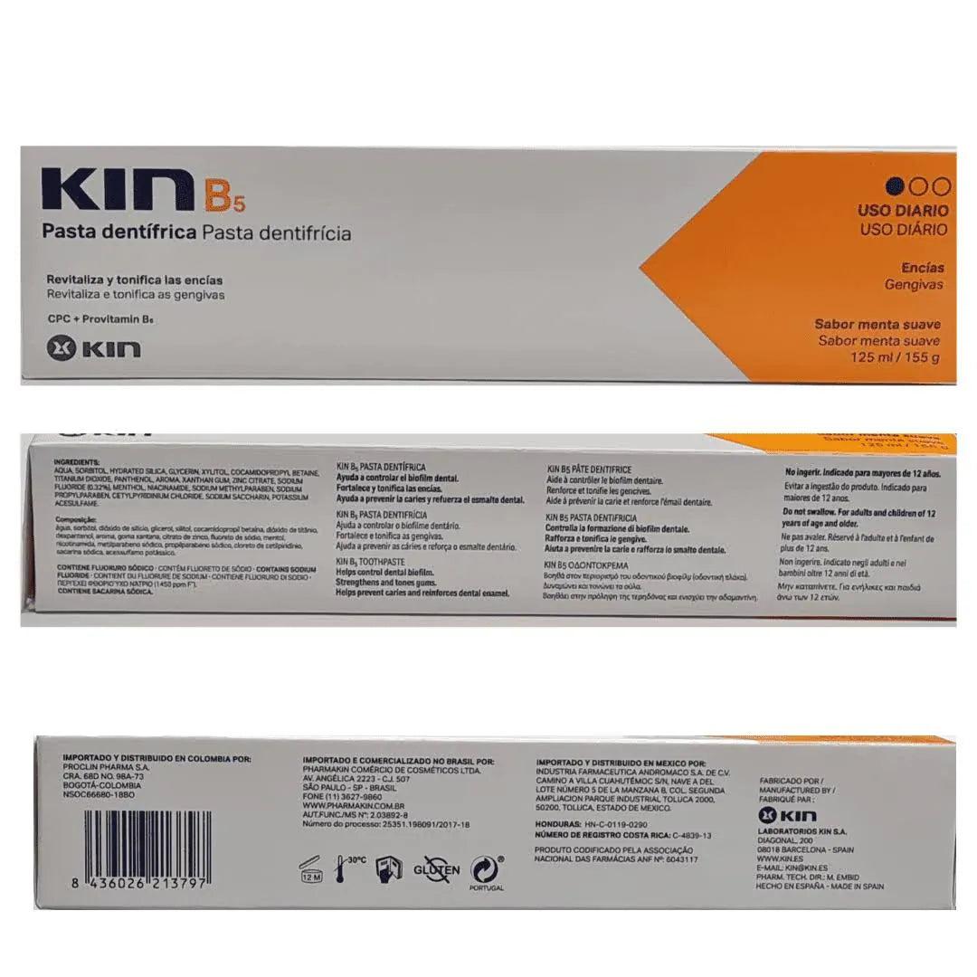 Kin B5 Toothpaste 125ml Soft mint flavor for Gums Gencives, Revitalizes and tones gums
