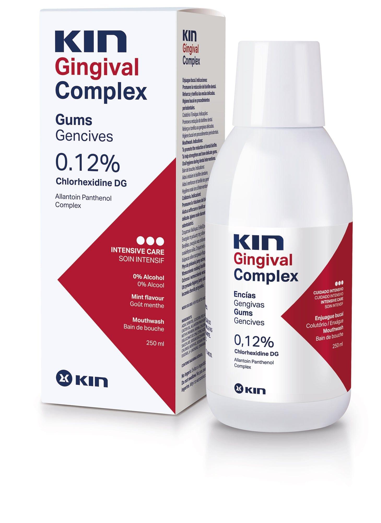 Kin Gingival Complex Mouthwash 250ml, 0.12% Chlorhexidine DG, Allantoin Panthenol Complex, Mint, Healthy Gums