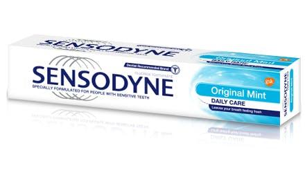 Sensodyne Original Mint Toothpaste - Daily Care for Sensitive Teeth, Strong Teeth, Healthy Gums 75ml