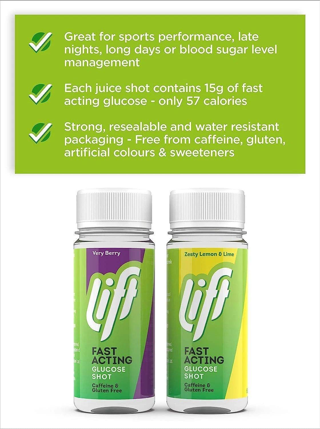 Lift Fast Acting Glucose Shot Very Berry 60ml Caffeine & Gluten Free