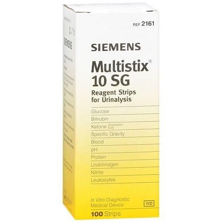 Siemens Multistix 10 SG Urinalysis Strips for Urinalysis 100 Strips Glucose Bilirubin Ketone Specific Gravity Blood pH Protein Urobilinogen Nitrite Leukocytes