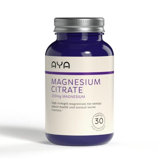 AYA Magnesium Citrate 250mg - Supports Energy, Muscle Health & Nerve Function - 30 Tablets