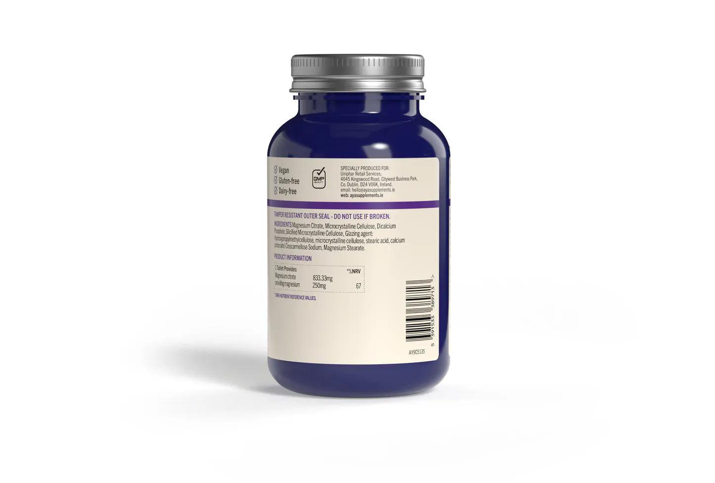 AYA Magnesium Citrate 250mg - Supports Energy, Muscle Health & Nerve Function - 30 Tablets