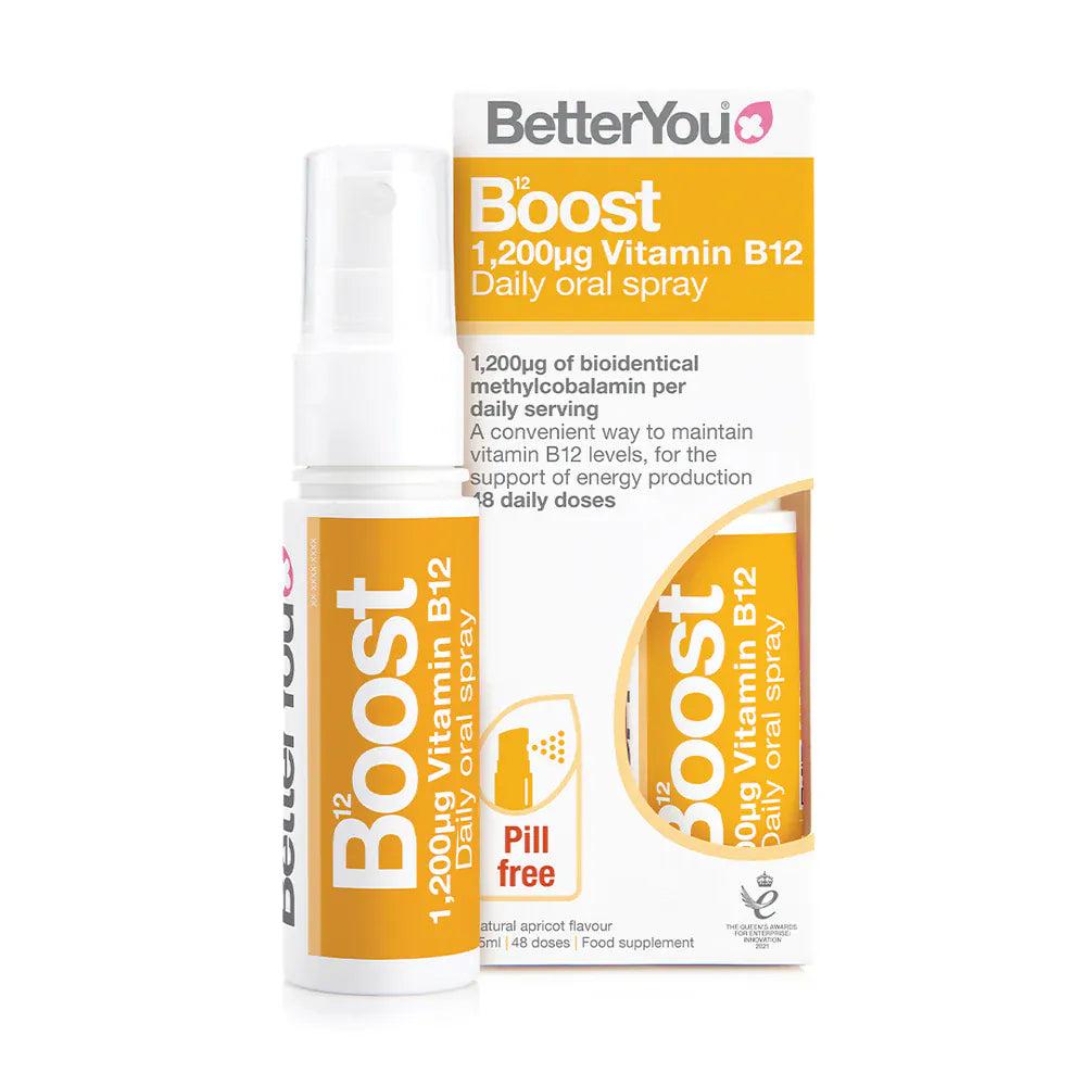 Better You B12 Boost Oral Spray 25ml - Energy Boost, 1,200µg Vitamin B12, Daily oral spray, Pill free, 48 doses