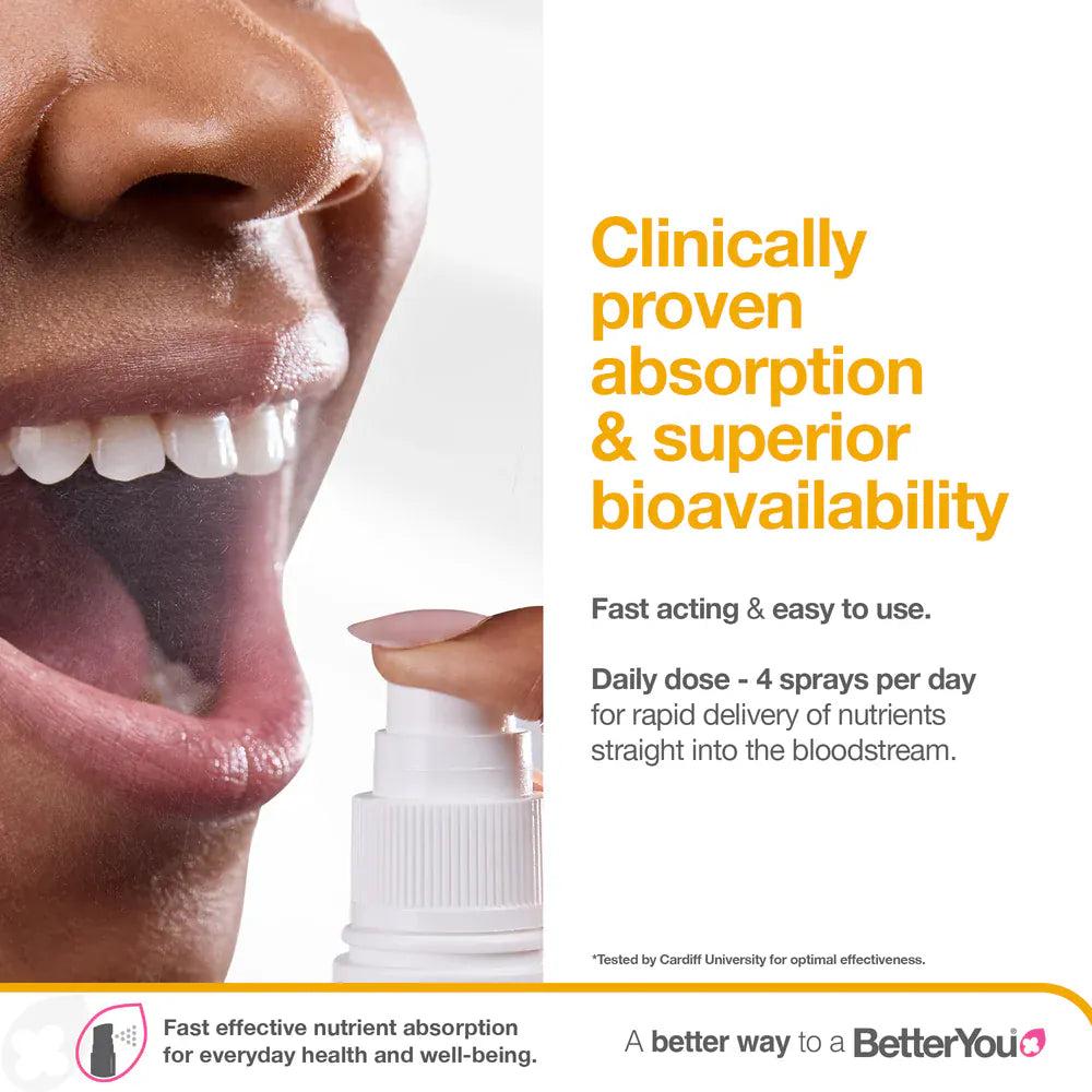 Better You B12 Boost Oral Spray 25ml - Energy Boost, 1,200µg Vitamin B12, Daily oral spray, Pill free, 48 doses