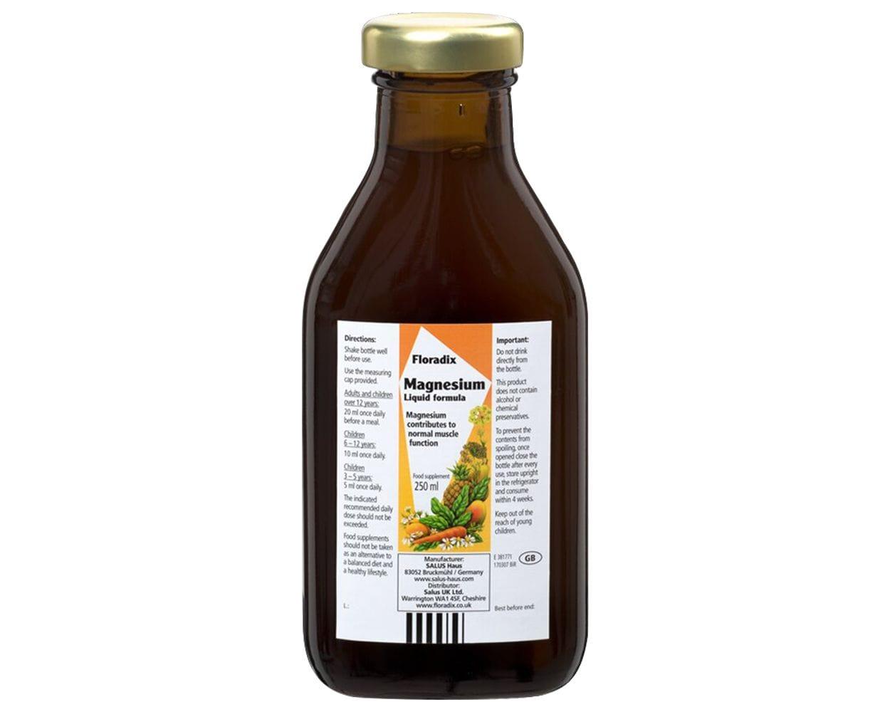 Floradix Magnesium Liquid Mineral Formula 250ml - Herbal Extracts, Fruit Juice Concentrates, Gluten-free, Lactose-free