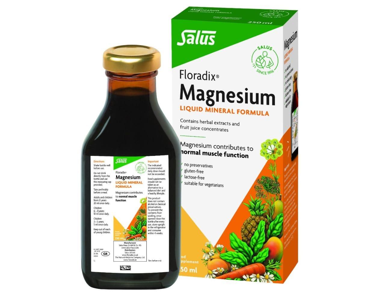 Floradix Magnesium Liquid Mineral Formula 250ml - Herbal Extracts, Fruit Juice Concentrates, Gluten-free, Lactose-free