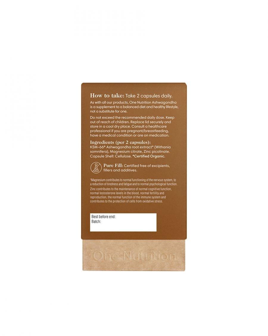 One Nutrition Ashwagandha 60 Capsules | KSM-66 Root Extract | Cognitive Function | Oxidative Stress Protection | Vegan
