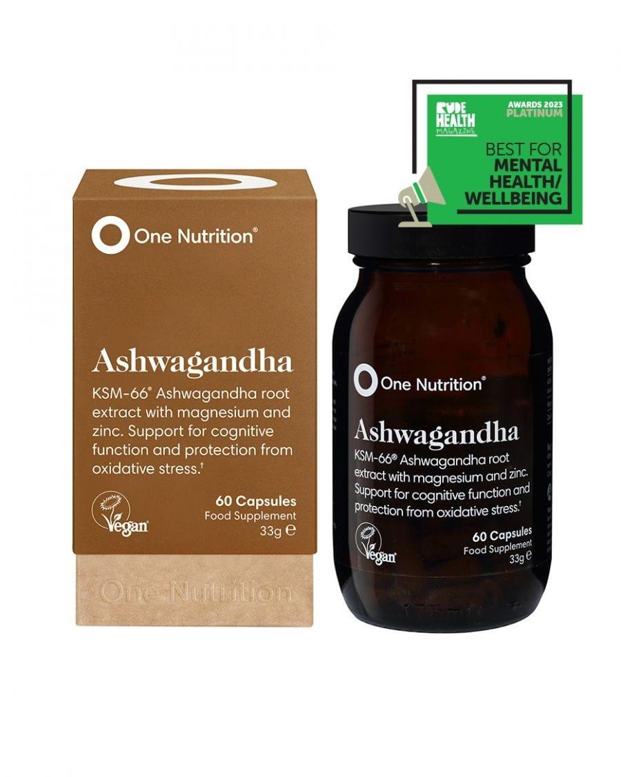 One Nutrition Ashwagandha 60 Capsules | KSM-66 Root Extract | Cognitive Function | Oxidative Stress Protection | Vegan