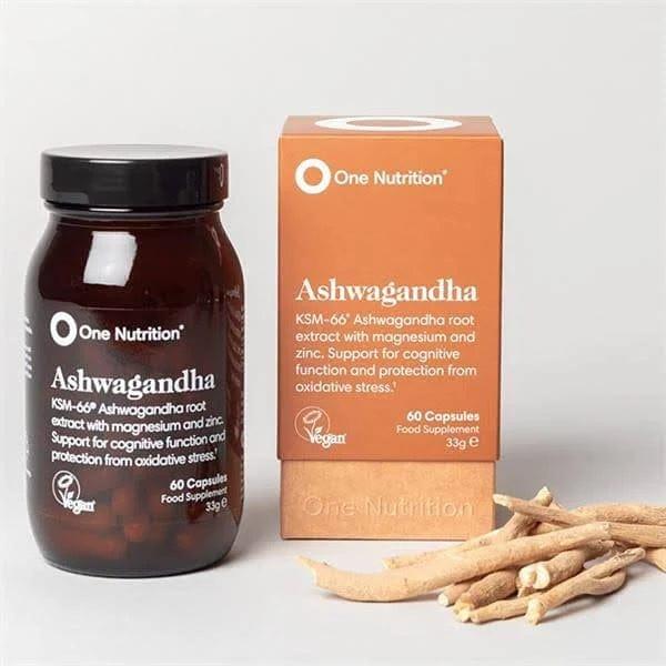 One Nutrition Ashwagandha 60 Capsules | KSM-66 Root Extract | Cognitive Function | Oxidative Stress Protection | Vegan