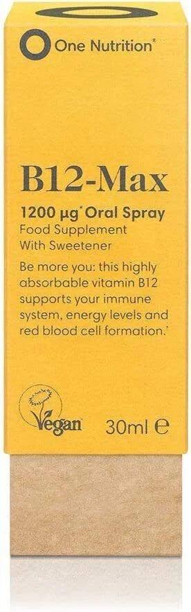 One Nutrition B12-Max Oral Spray 30ml - Vegan Vitamin B12 Supplement - Supports Immune System, Energy Levels