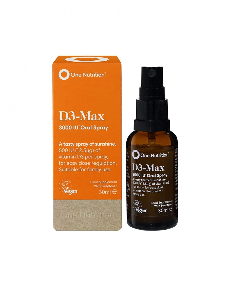 One Nutrition D3-Max Oral Spray 30ml - Immune Support, Bone Health, Vegan, Orange Flavor