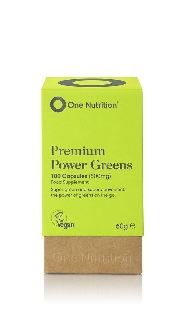 One Nutrition Premium Power Greens 100 Capsules Food Supplement - Vegan, Gluten Free, Dairy Free, Soy Free - 60g e