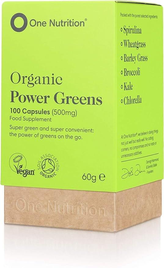 One Nutrition Premium Power Greens 100 Capsules Food Supplement - Vegan, Gluten Free, Dairy Free, Soy Free - 60g e