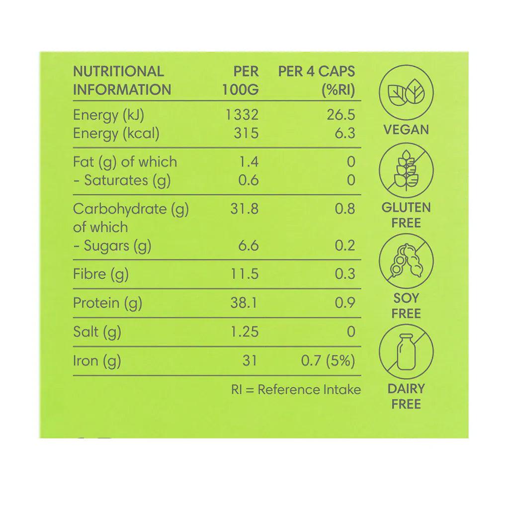 One Nutrition Premium Power Greens 100 Capsules Food Supplement - Vegan, Gluten Free, Dairy Free, Soy Free - 60g e