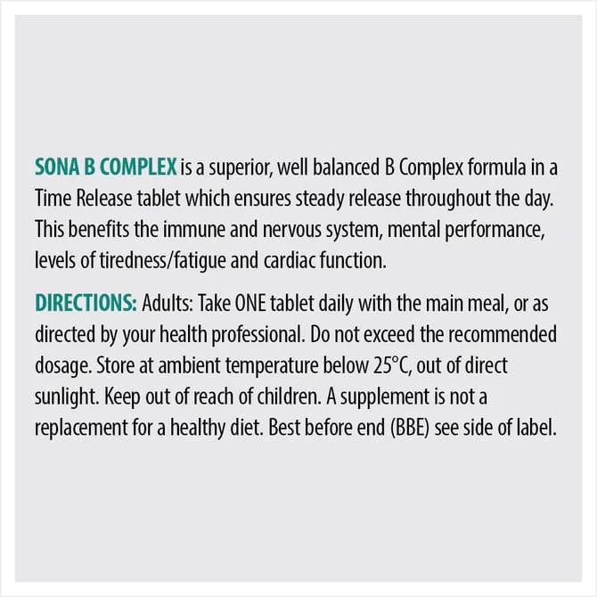 Sona B Complex Time Release 60 Tablets Boosts Energy Levels & Mental Performance