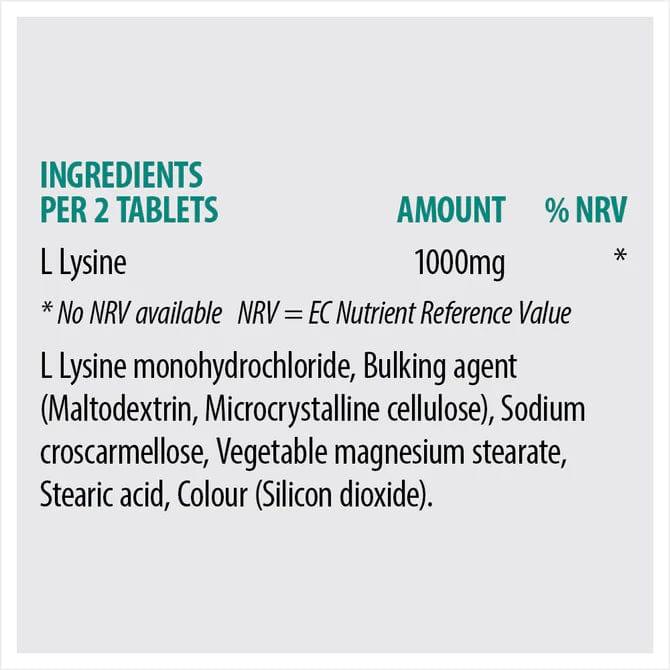 Sona L Lysine 500mg 60 Tablets - Helps fight cold sores & mouth ulcers - VEGAN