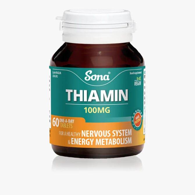 Sona Thiamin 100mg (60) Tablets - For Nervous System & Energy Metabolism - Vegan