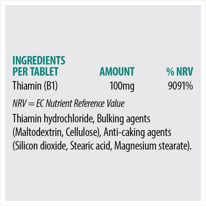 Sona Thiamin 100mg (60) Tablets - For Nervous System & Energy Metabolism - Vegan