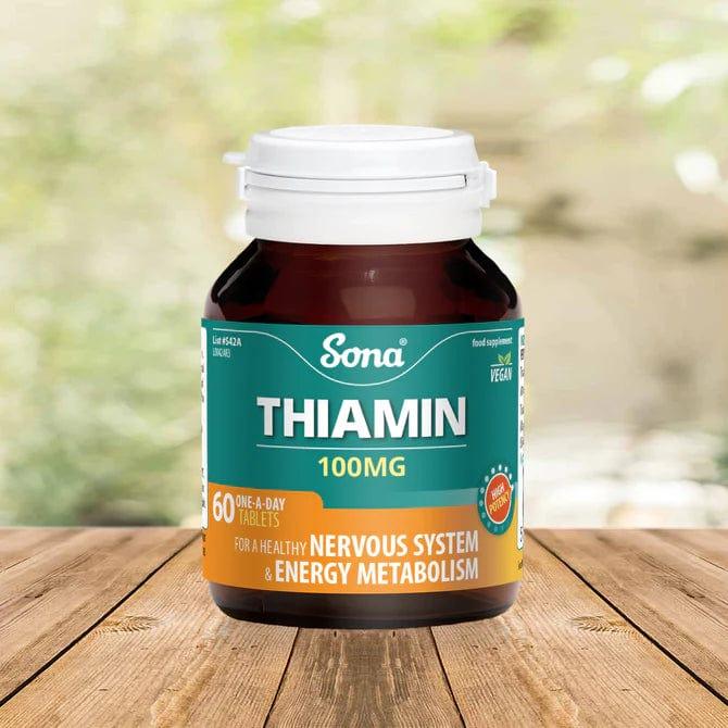 Sona Thiamin 100mg (60) Tablets - For Nervous System & Energy Metabolism - Vegan