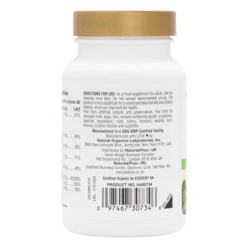 Nature's Plus Source of Life Garden Vitamin B12 60 Vegan Capsules - USDA Organic, Gluten-Free, Non-GMO Whole Food Supplement for Energy & Nervous System Support